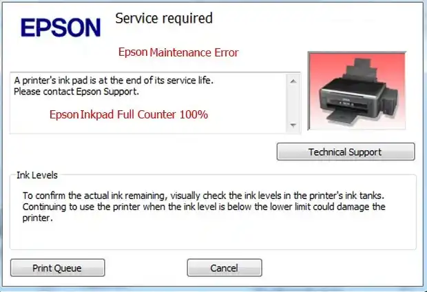 Reset mực thải Epson L3211 chớp tắt 2 đèn Full Key